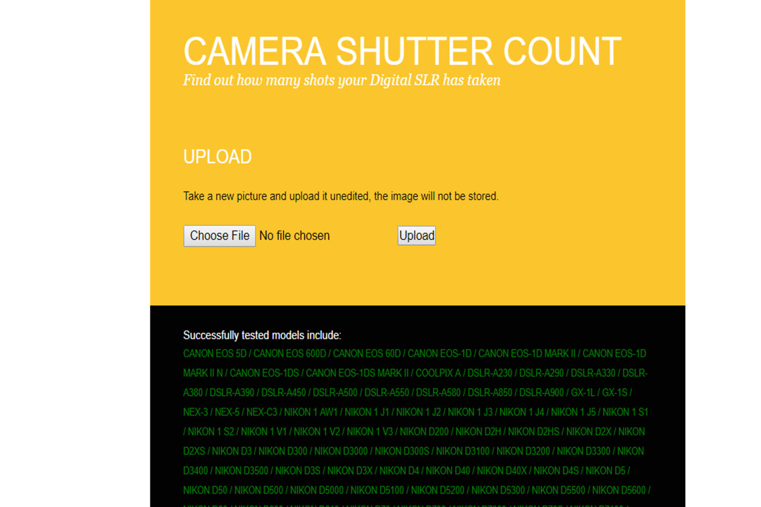 Camera shutter count